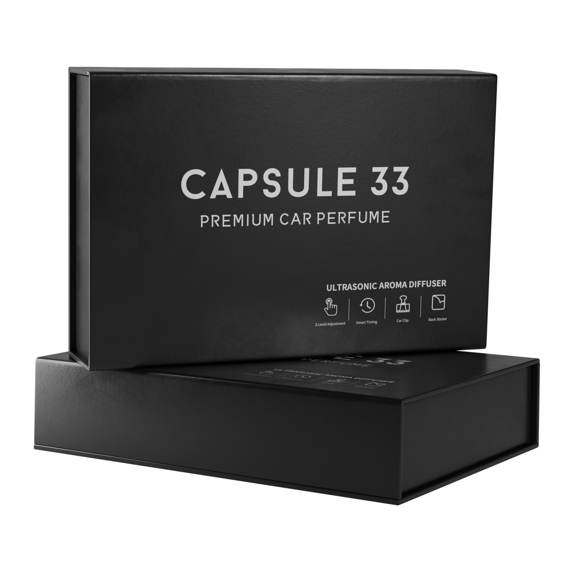 Capsule 33 premium car perfume gift box in black, closed