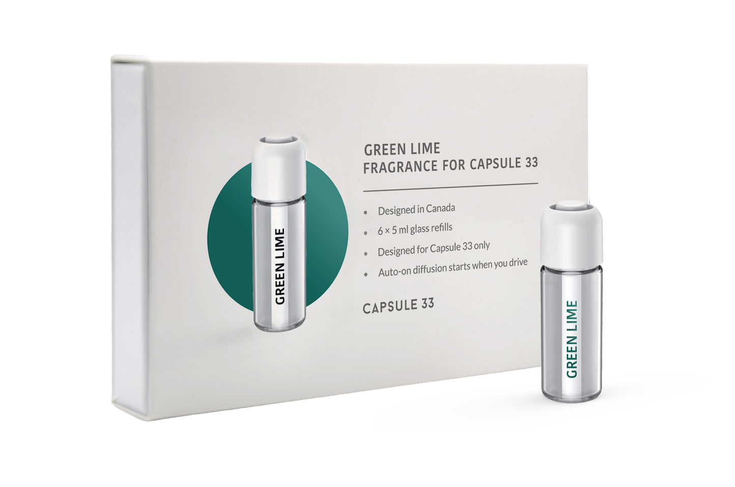 Green Lime (Unisex) Refill Fragrances for Capsule 33, 6X Bottles, Masculine Luxury Car/Home Perfume, Car Perfume Diffuser Air Fragrance, Air Freshener Refill