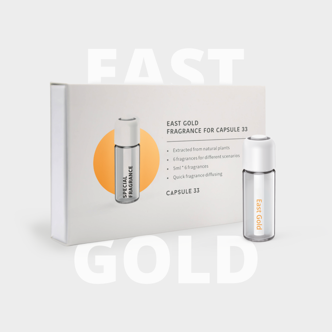 East Gold refill fragrance for Capsule 33, box with a 5 ml glass bottle