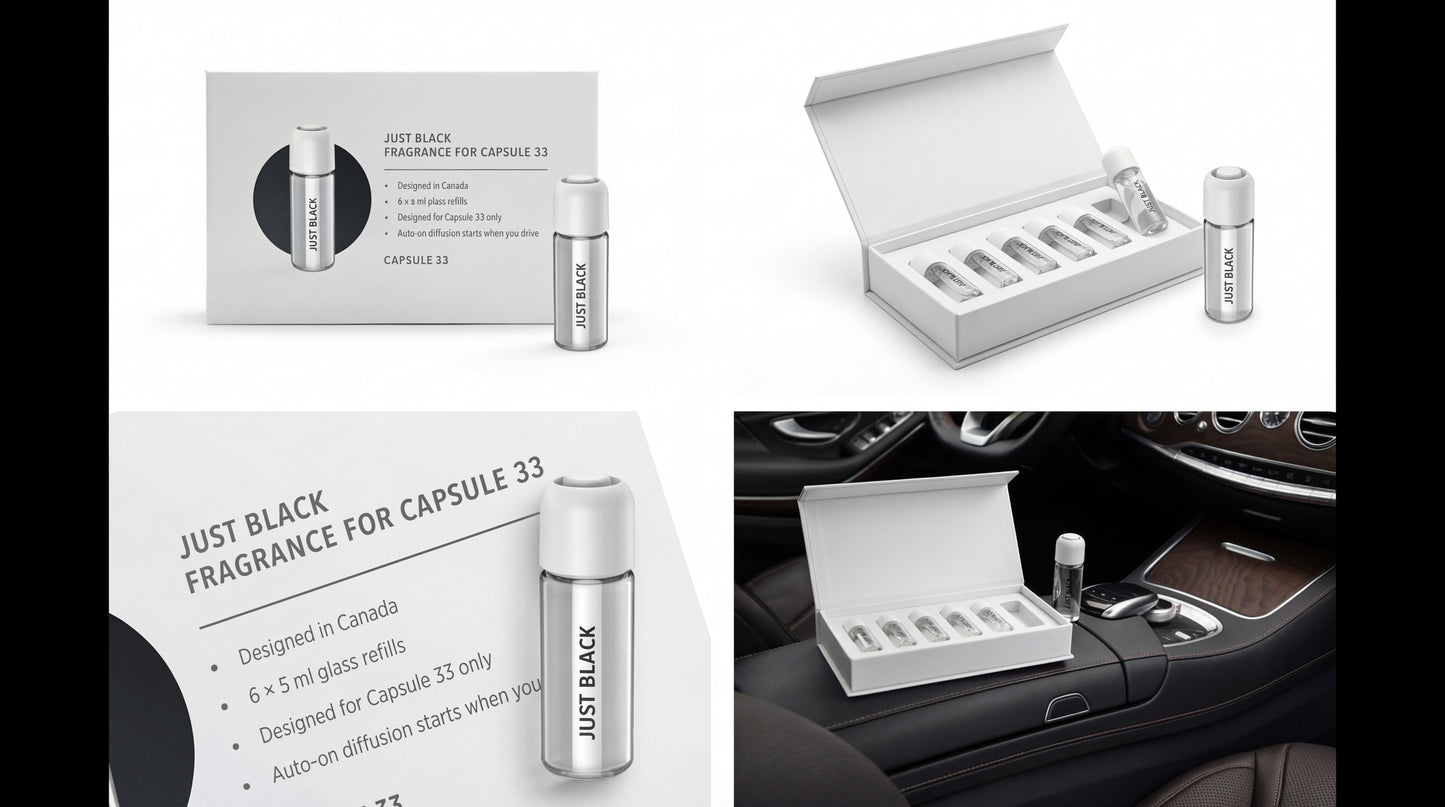 JUST BLACK (unisex) Refill Fragrances 6x bottles